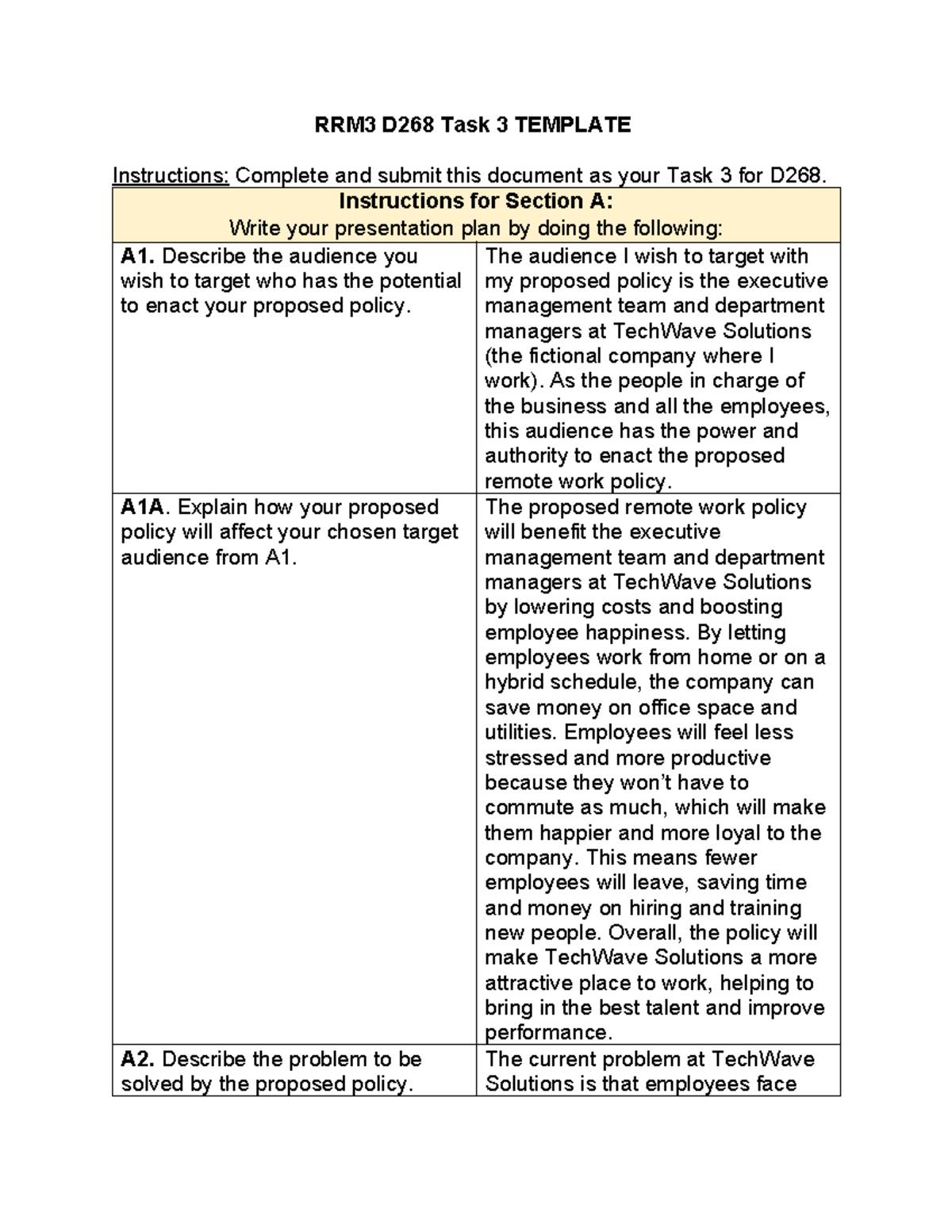 RRM3 D268 Task 3 Policy Proposal: Remote Work Implementation Guide ...