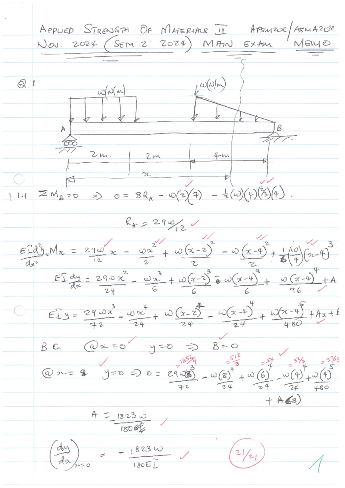 Memo Main Exam 29112024123658 - APPLIED STRENGTH OF MATERIALS Nov. 2024 ...