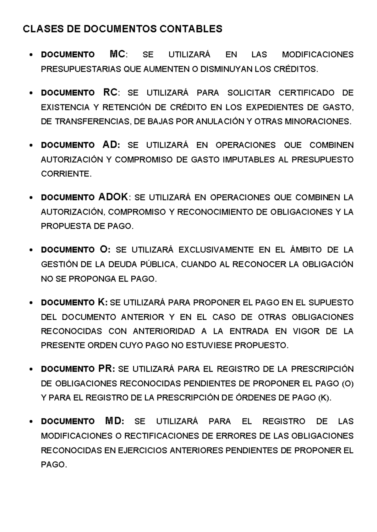 CLASES DE DOCUMENTOS CONTABLES Y SU USO EN GESTIÓN - Studocu