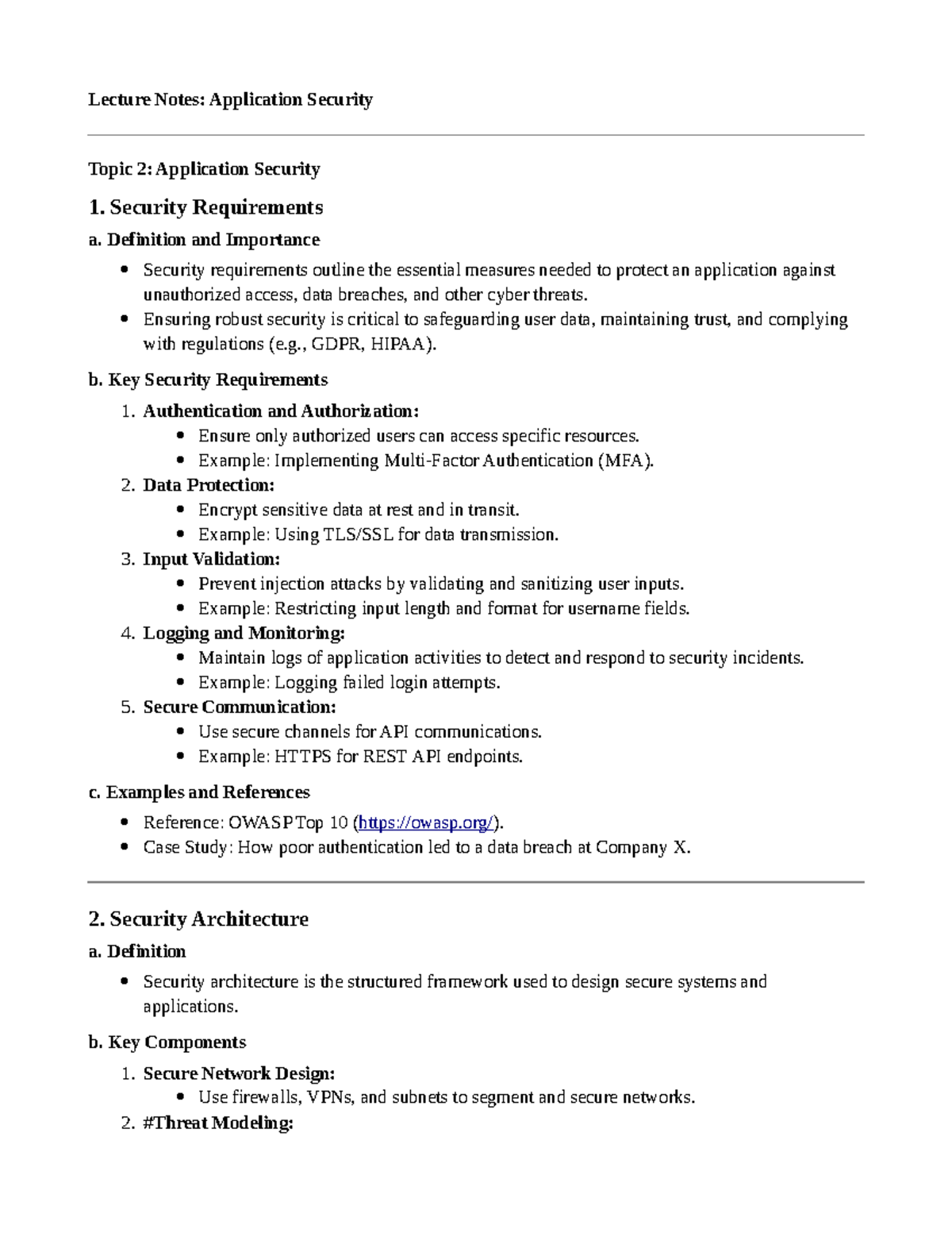 SWE 311 Lecture Notes: Application Security Overview and Best Practices ...