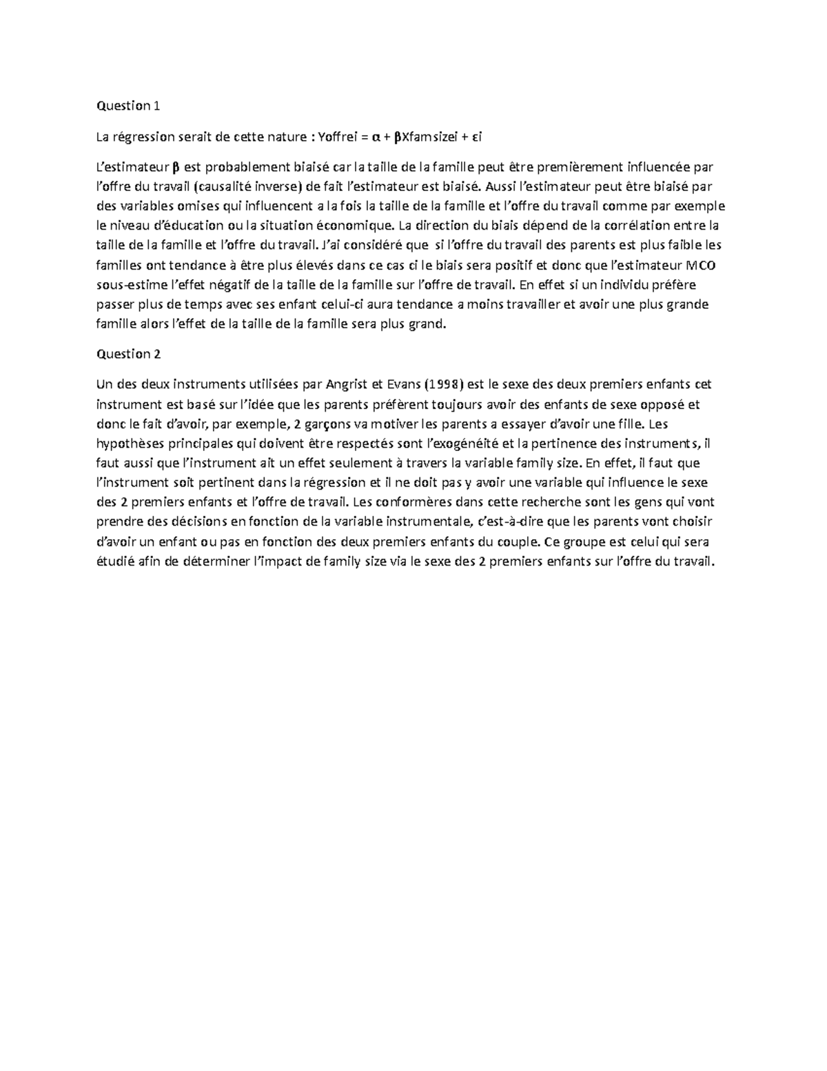 ECN2260 TP2 - Régression et Instruments en Économie du Travail - Studocu