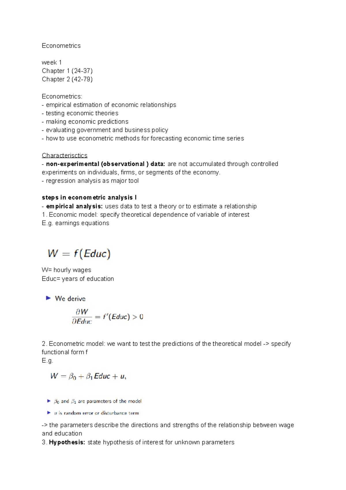 Econometrics (Week 1) - Introduction to Key Concepts and Analysis ...
