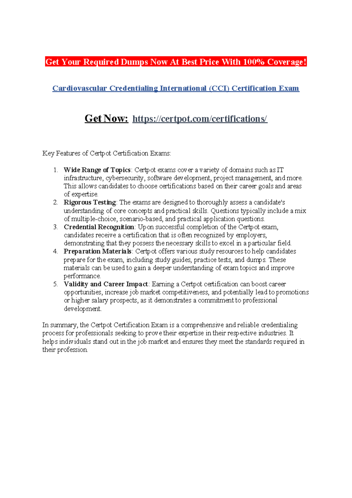 CCI Certification Exam: Key Features and Preparation Strategies - Studocu