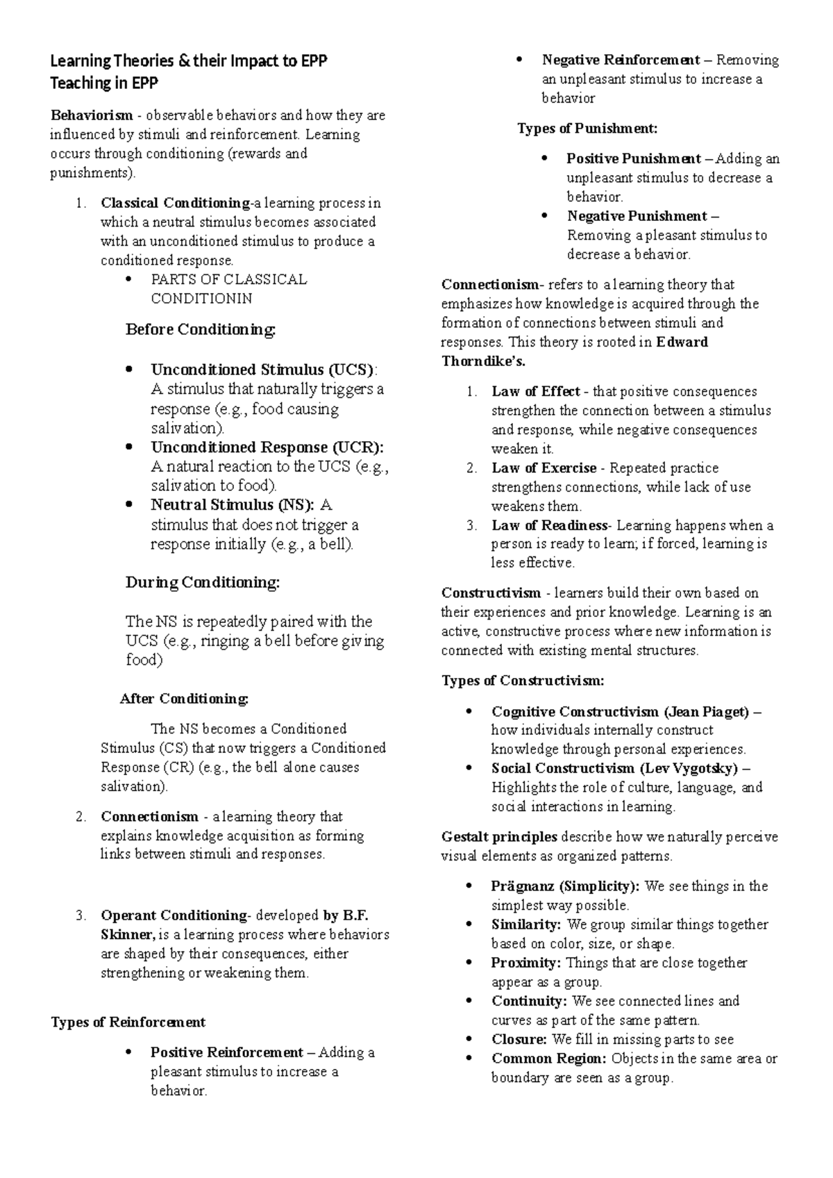 Theories 110 - tegr 110 - Learning Theories & their Impact to EPP ...