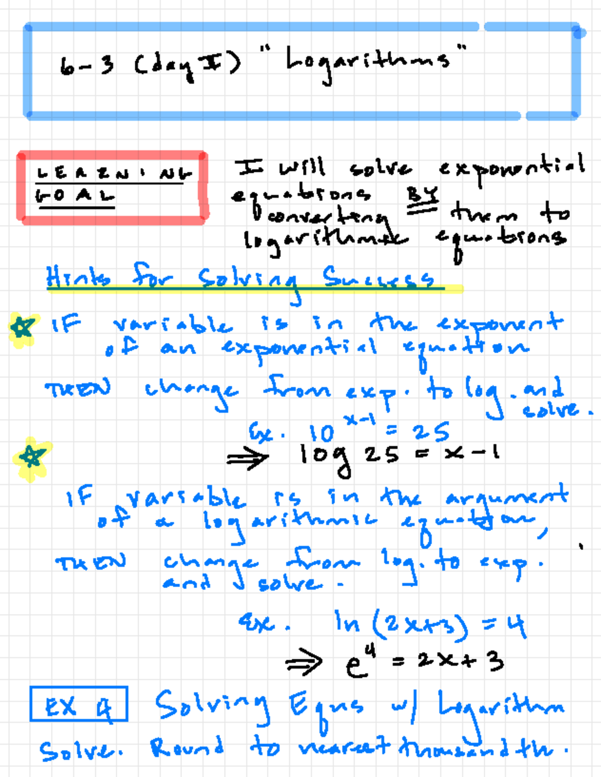Solving Exponential and Logarithmic Equations: Methods and Examples - 6 ...