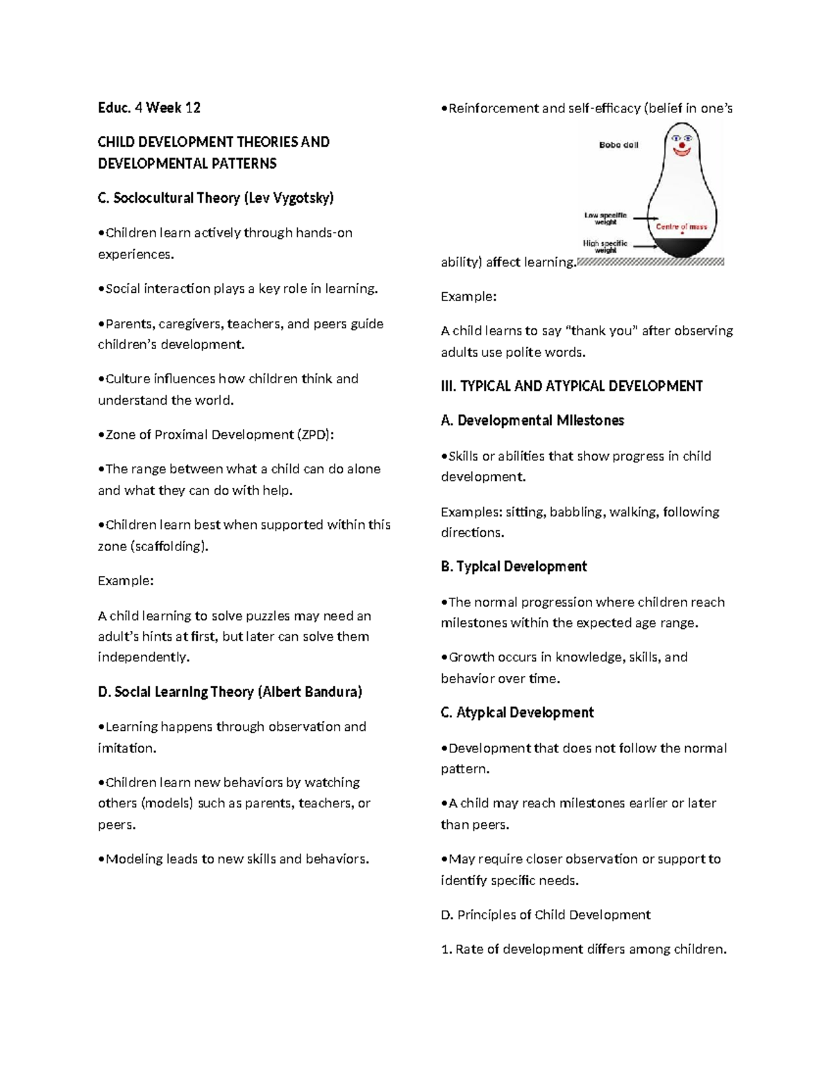 Educ. 4 Lesson: Child Development Theories & Patterns - Studocu