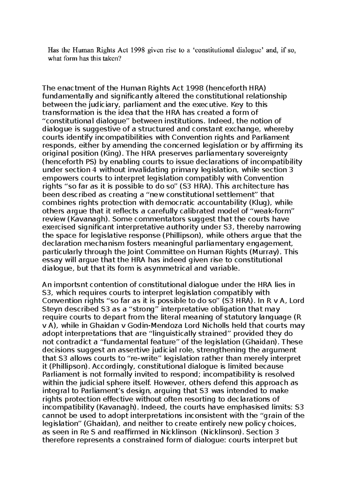 Constitutional Dialogue Under the Human Rights Act 1998: An Analysis ...