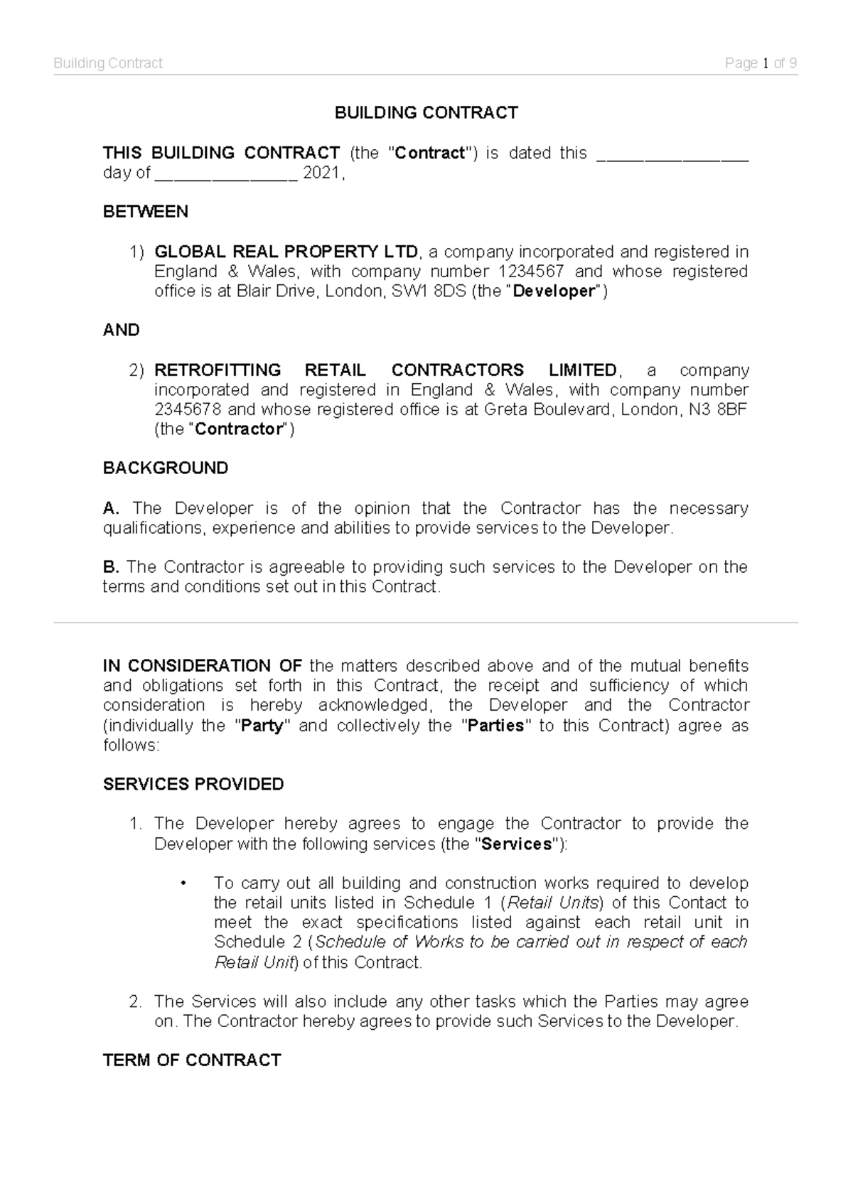 Building Contract Overview and Key Provisions - Studocu