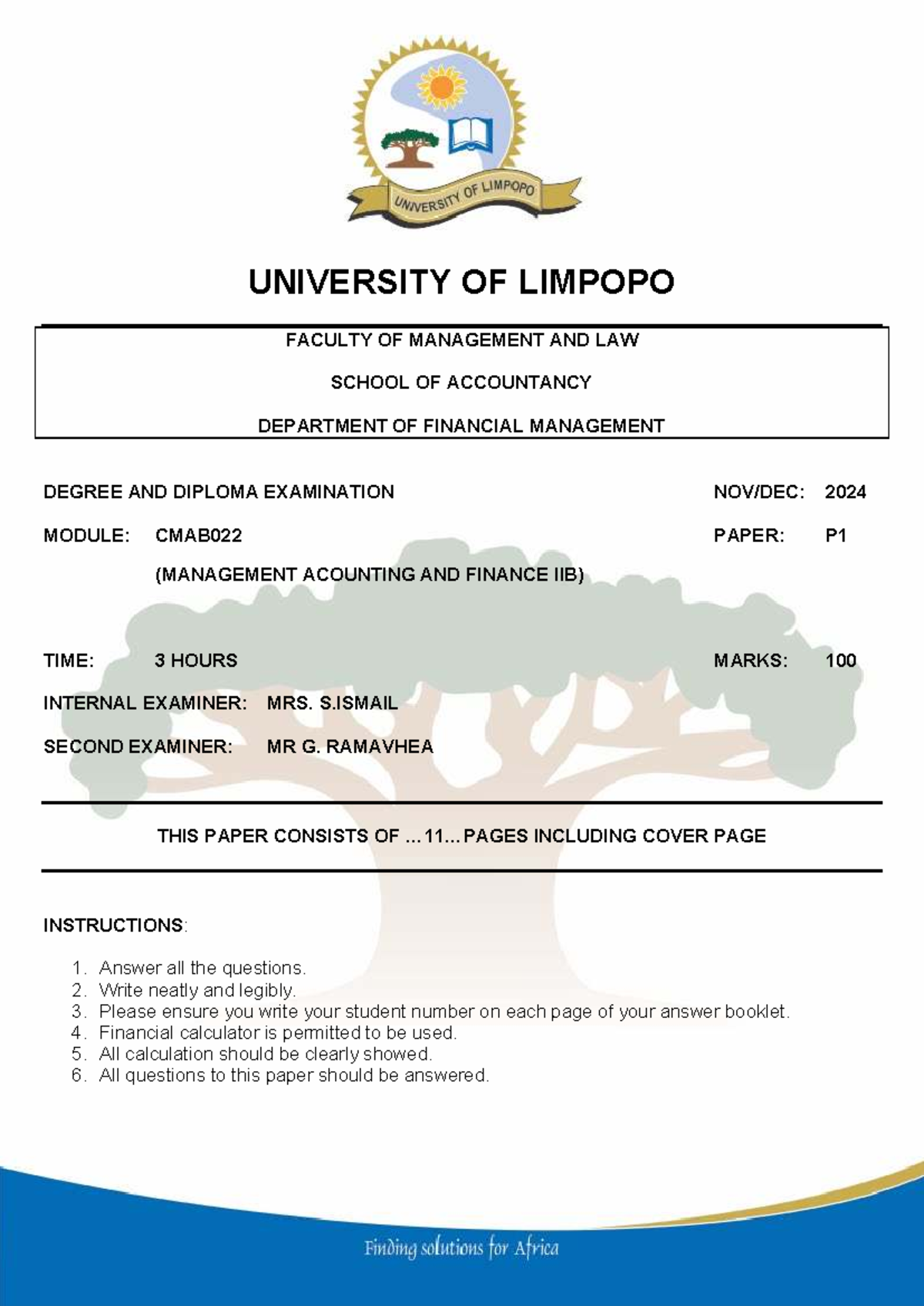 CMAB022 Final Exam Notes 2024 - Management Accounting & Finance II B ...