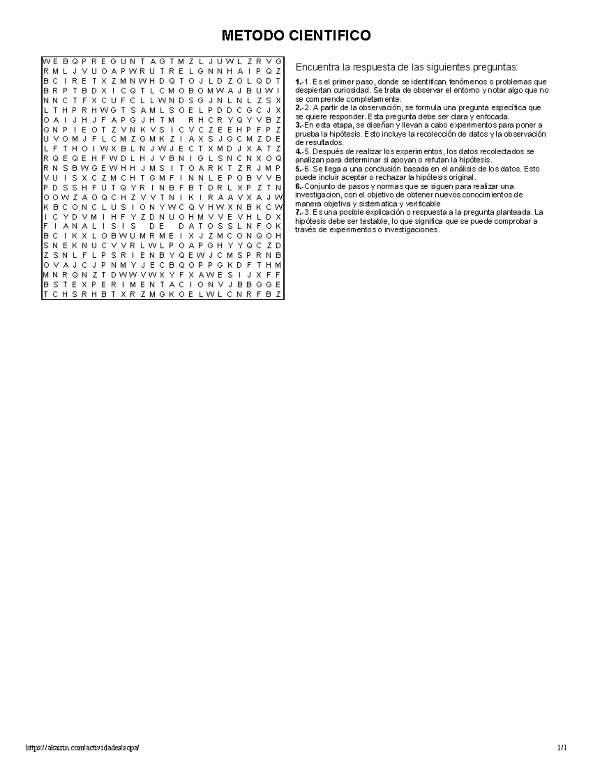 SOPA DE Letras - Akairin/actividades/sopa/ 1/ METODO CIENTIFICO W E B Q ...