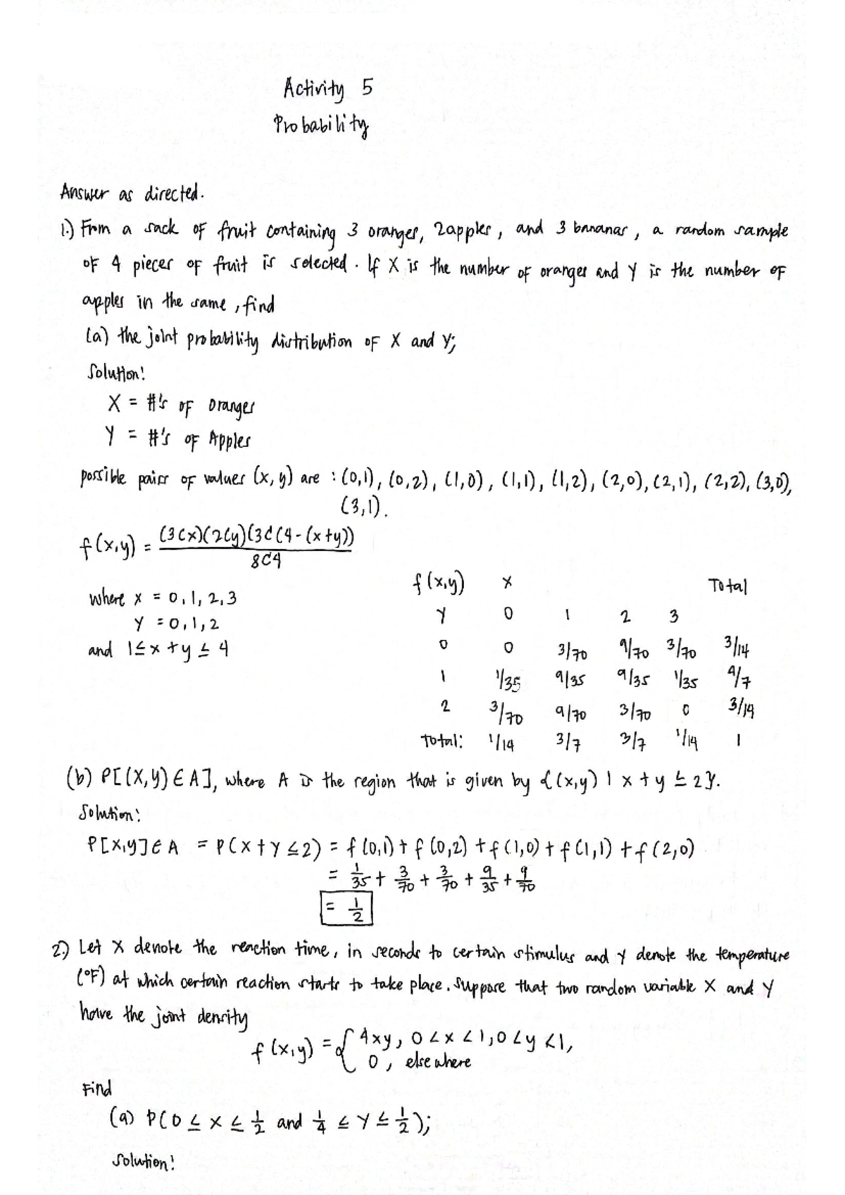 Probability Activity 5: Exploring Concepts & Applications - Studocu