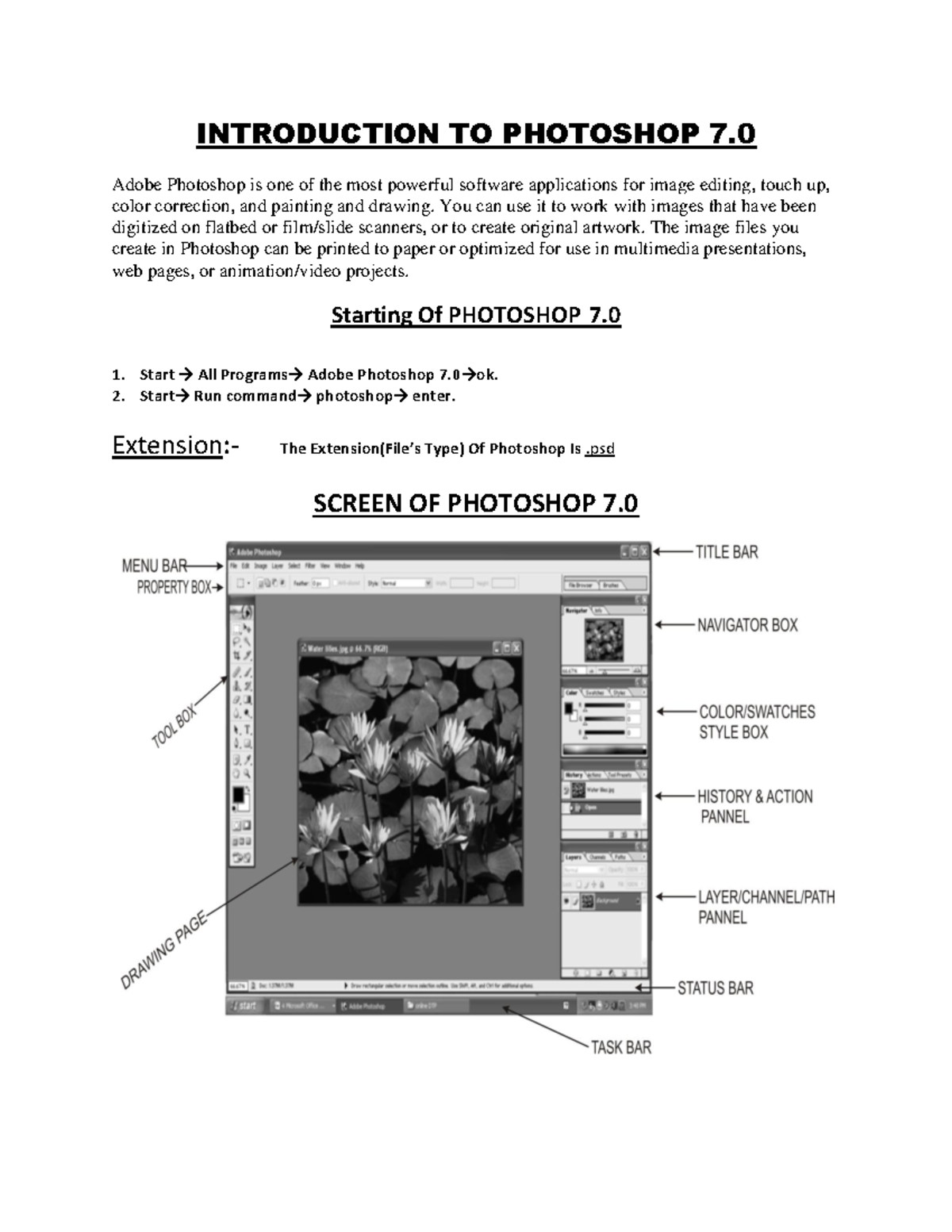 Introduction to Adobe Photoshop 7 - Key Features and Tools - Studocu