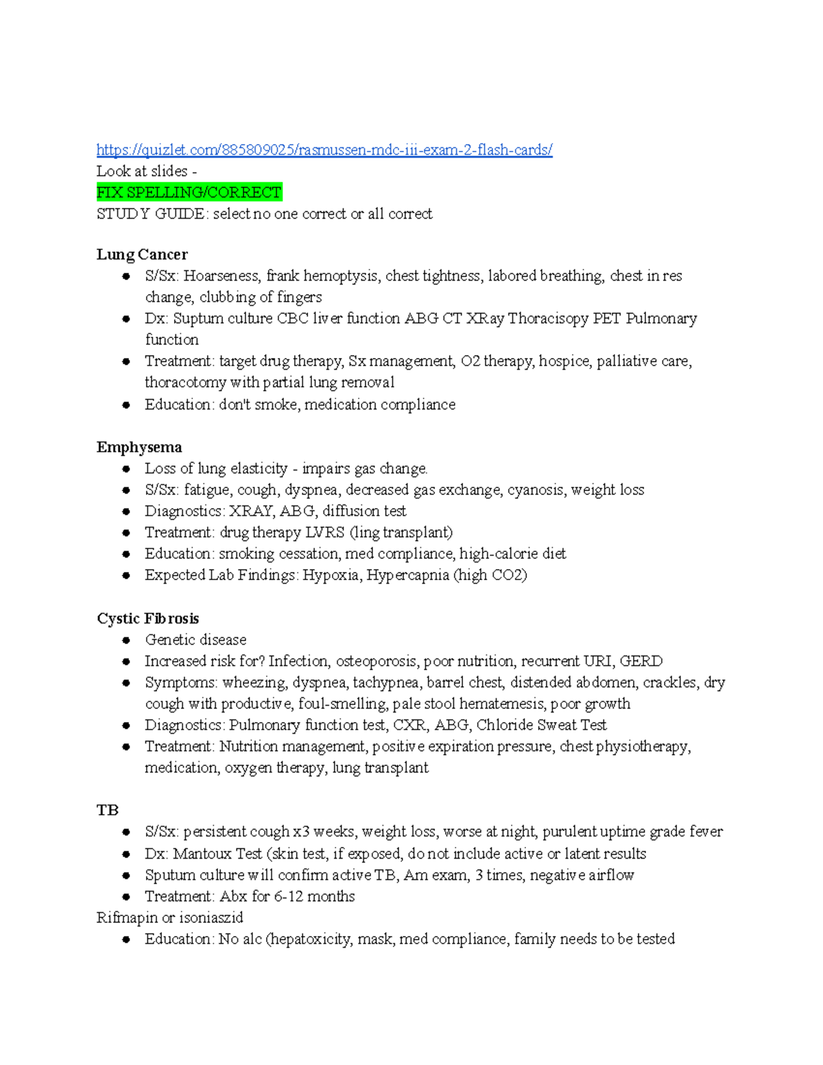 MDC3 Final Exam Study Guide: Key Concepts in Respiratory Disorders ...