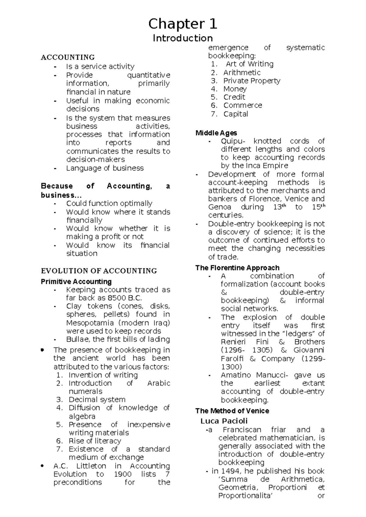 ACC 111-C1: Lecture Notes on Basic Financial Accounting Concepts - Studocu