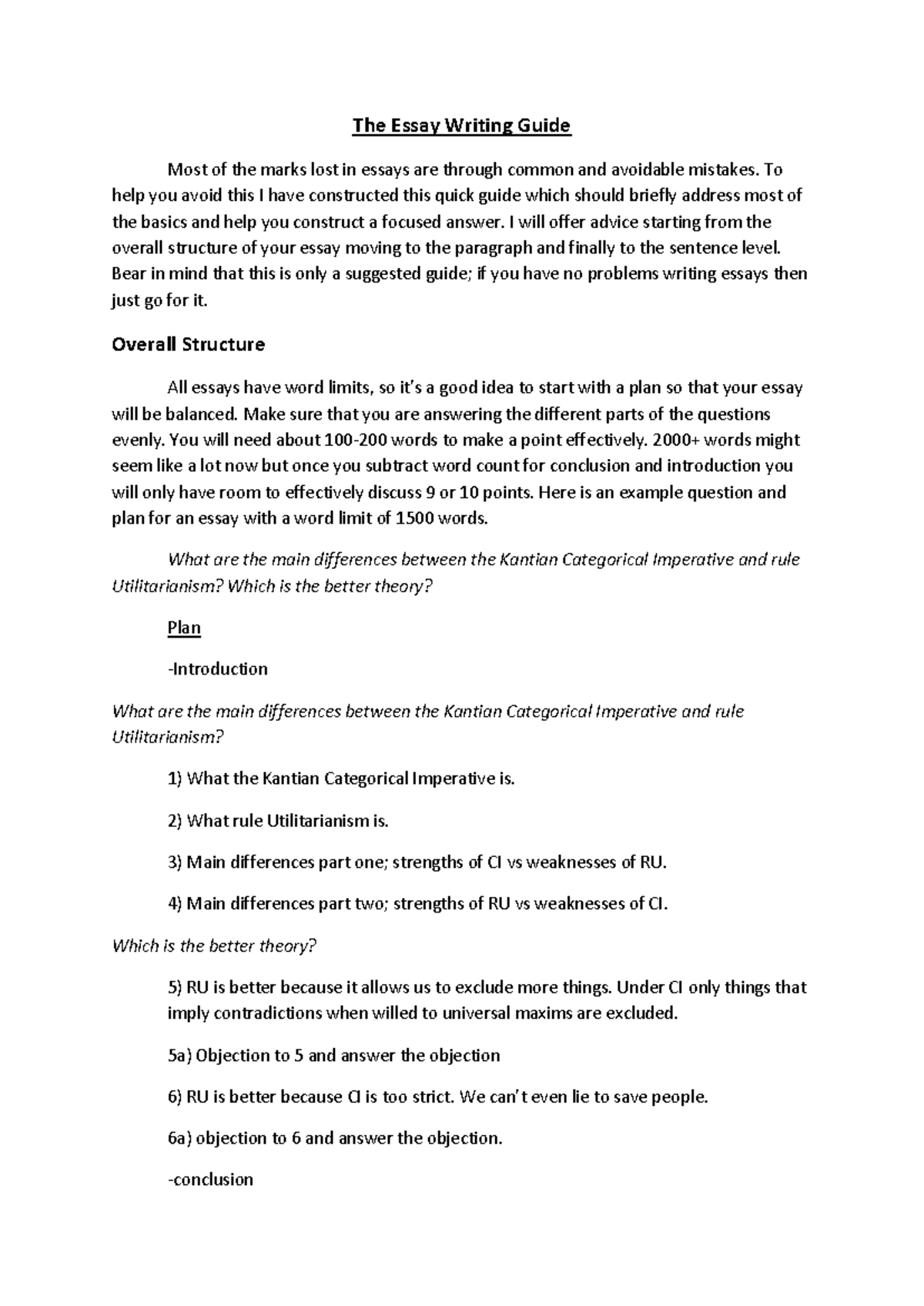 Essay Writing Guide: Structuring and Crafting Effective Essays - Studocu