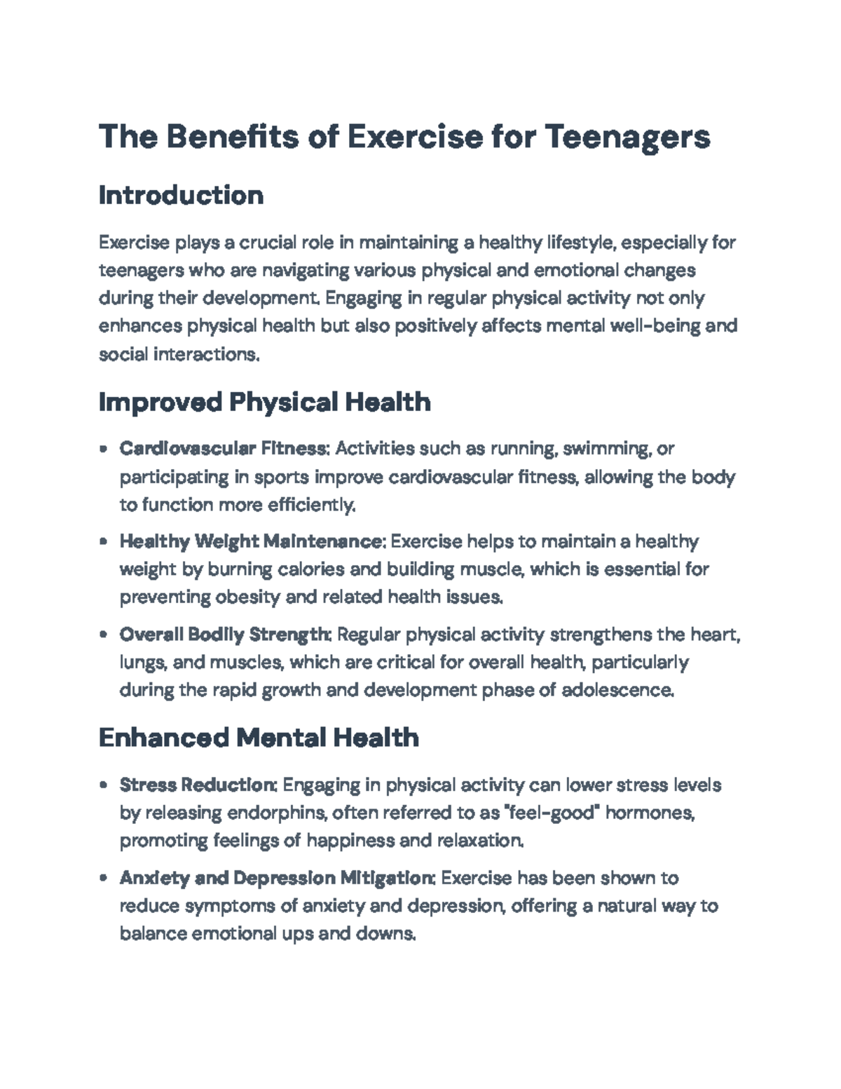 Benefits of Regular Exercise for Teenagers: Physical and Mental Gains ...
