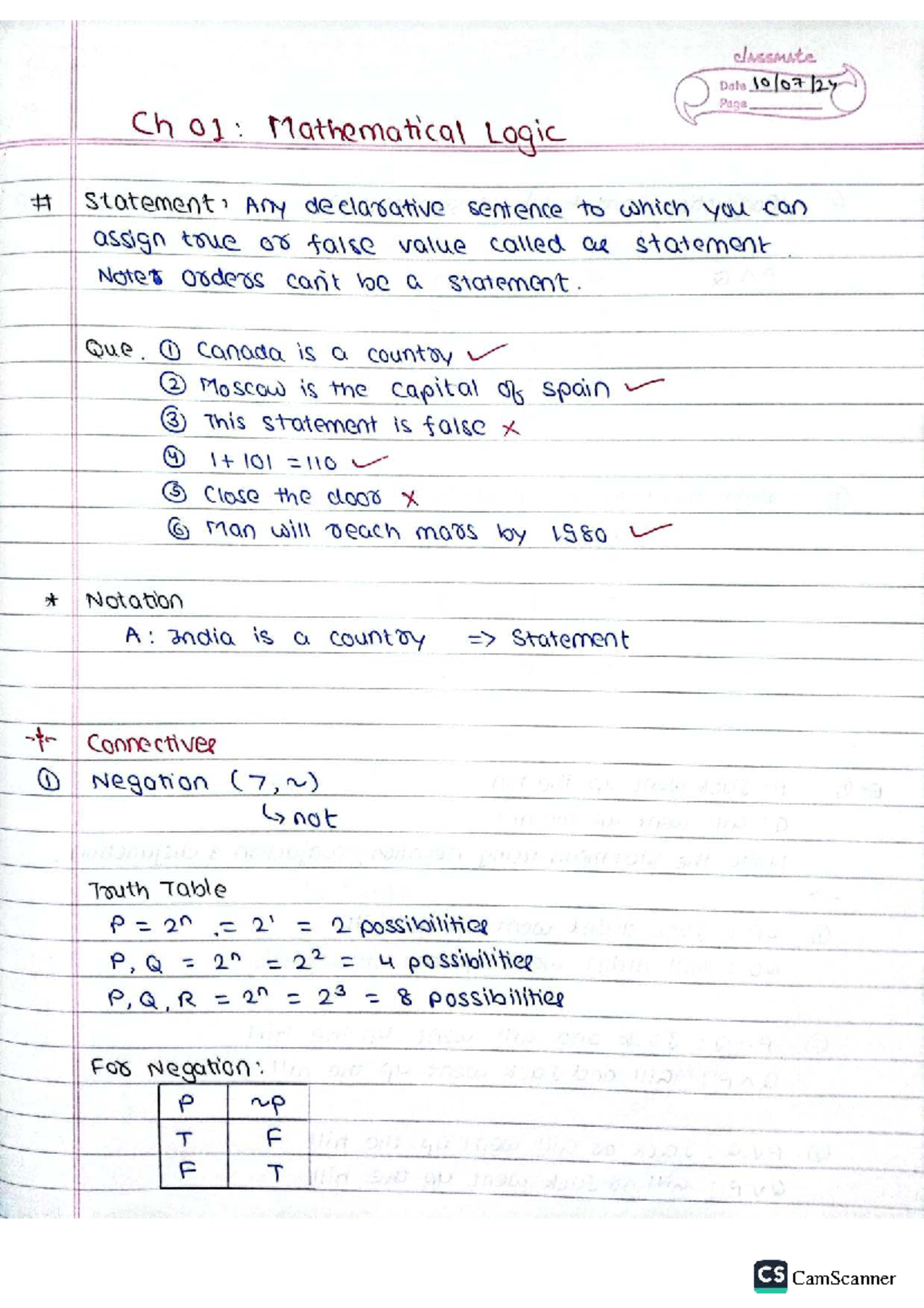 Mathematical Logic - CS Course Notes on Statements and Connectives ...