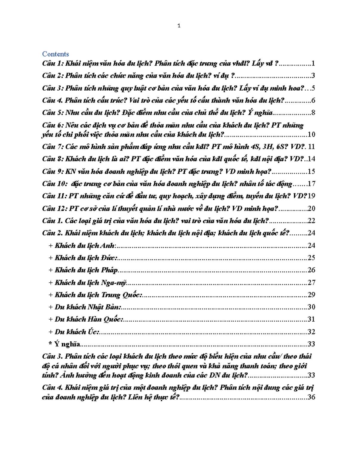 Văn hóa du lịch: Chức năng, Quy luật và Phân Tích Mẫu (CĐ22) - Document Preview