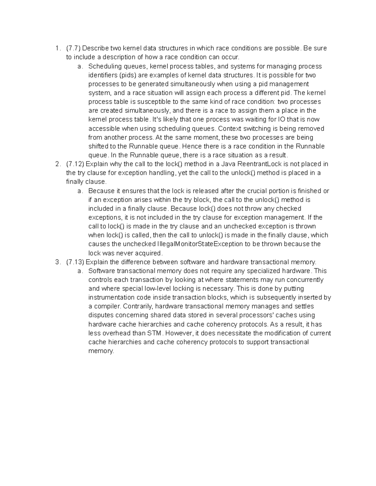 CS350 Chapter 7: Race Conditions and Memory Management in Kernels - Studocu