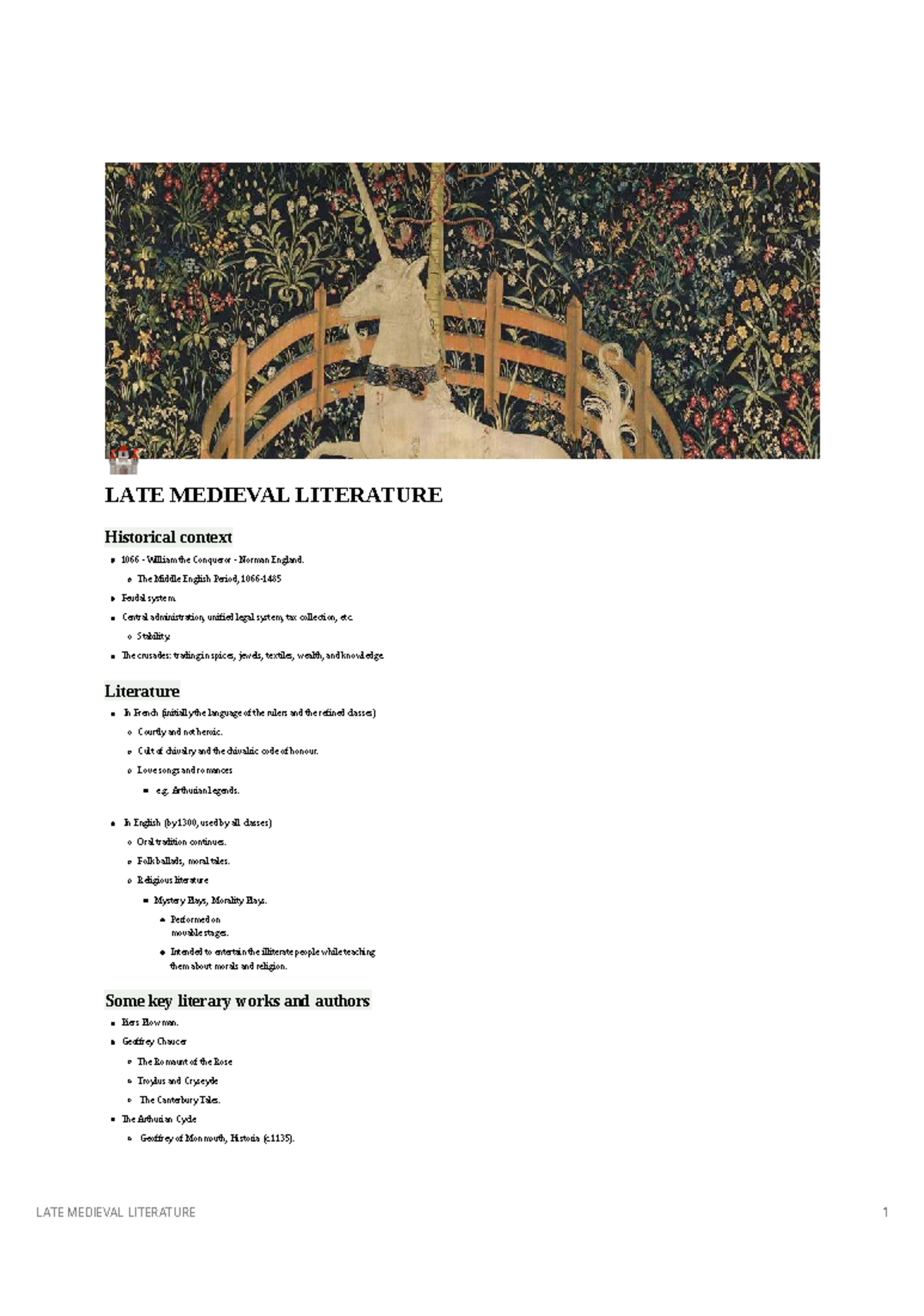 LIT 101: Comprehensive Notes on Late Medieval & Renaissance Literature ...