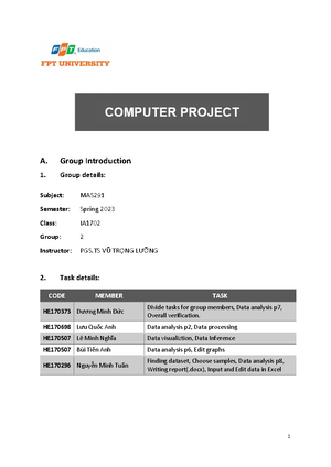 Statistics & Probability - MAS291 - FPT - Studocu