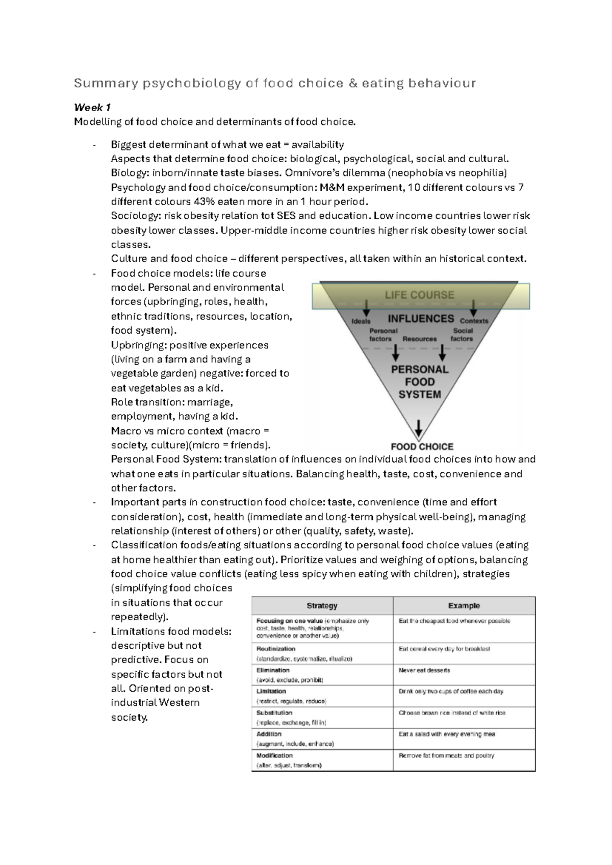 Psychobiology of Food Choice & Eating Behavior - Course Code PSY 202 ...