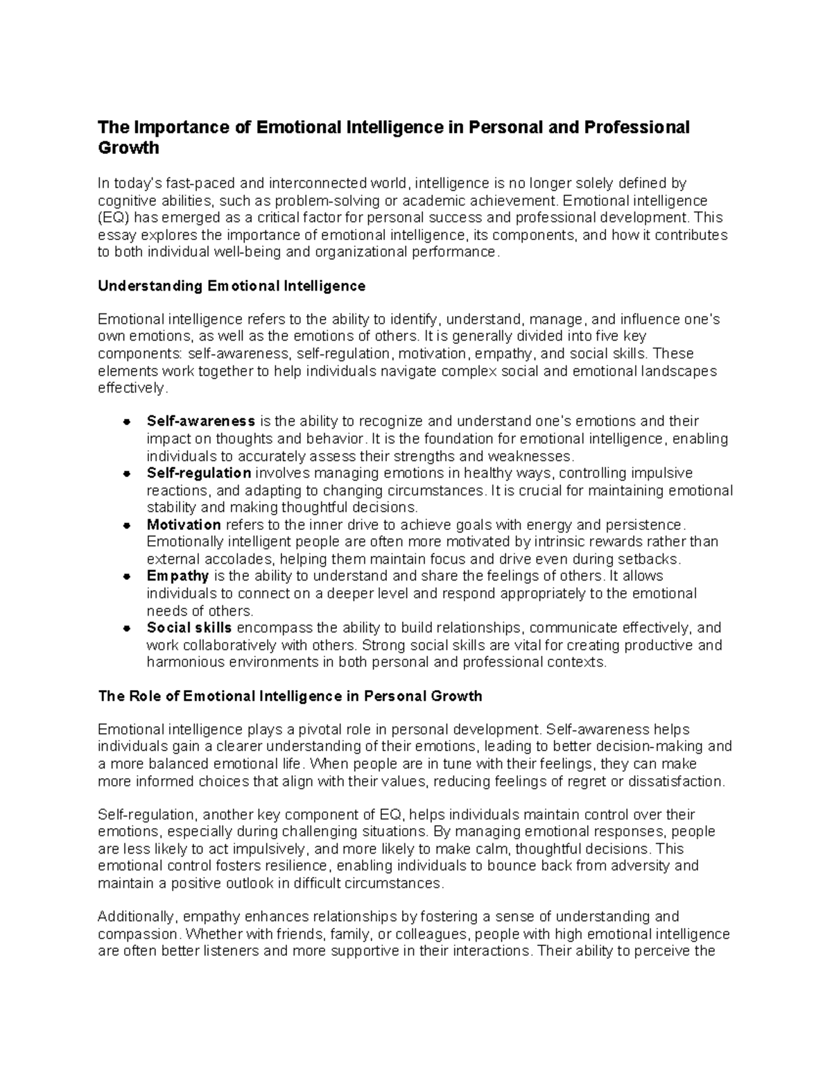 The Importance of Emotional Intelligence in Personal and Professional ...