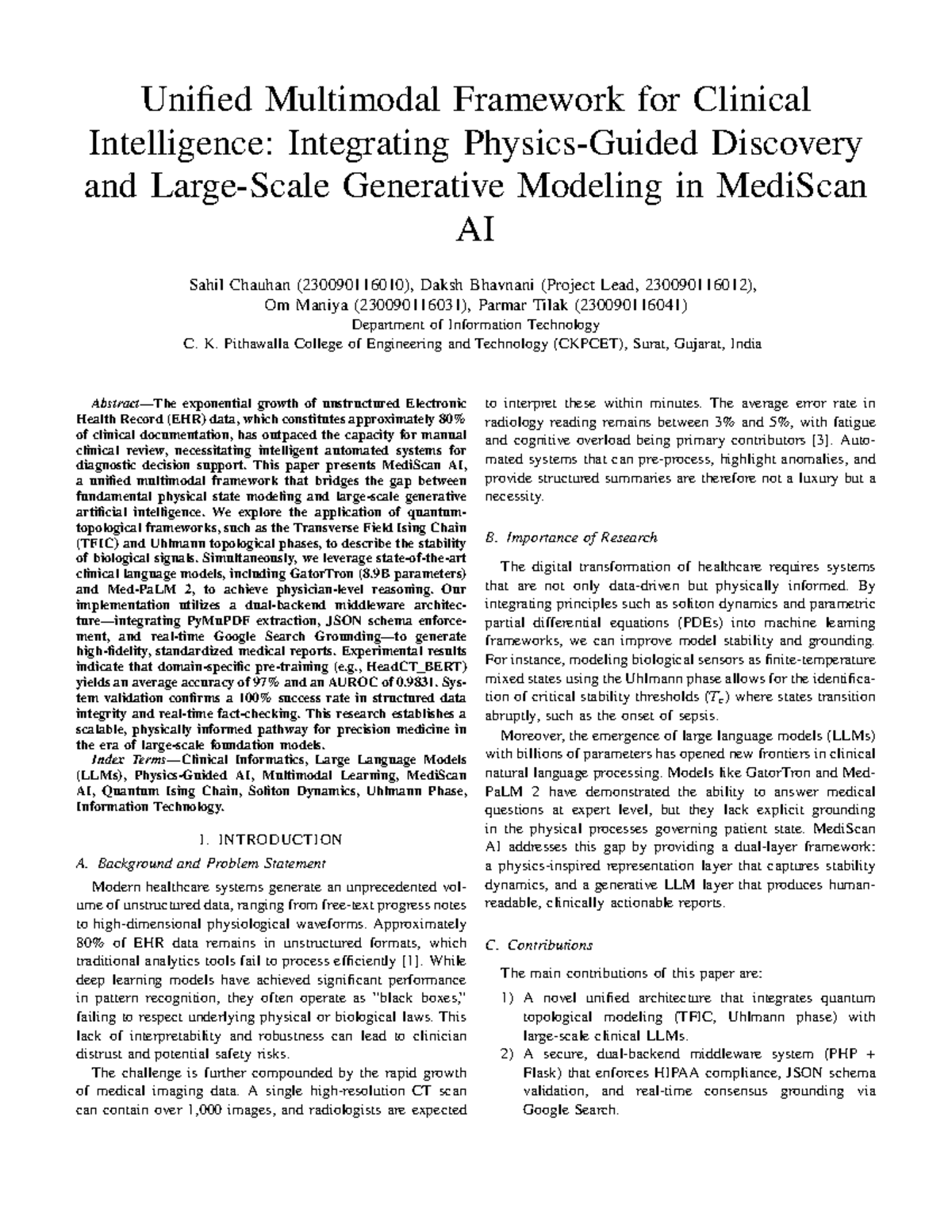 MediScan AI: A Unified Multimodal Framework for Clinical Intelligence ...