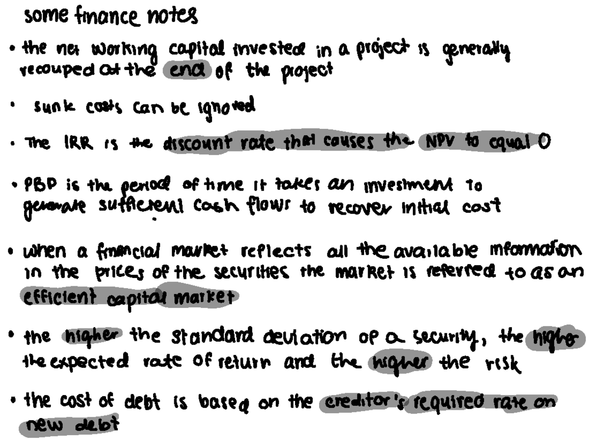 some finance notes - some finance notes the net ####### working ...