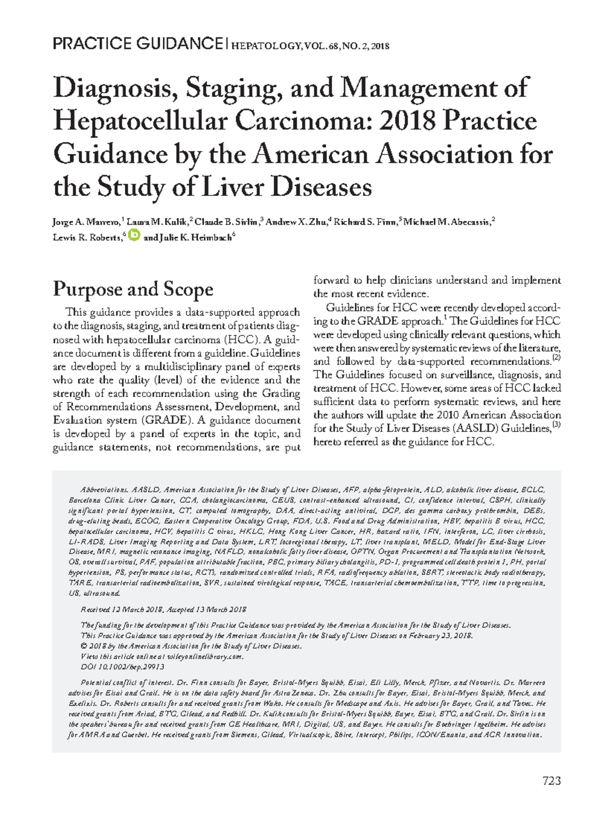 Aasld 2018 HCC Guidance on Diagnosis, Staging and Management hep 29913 ...