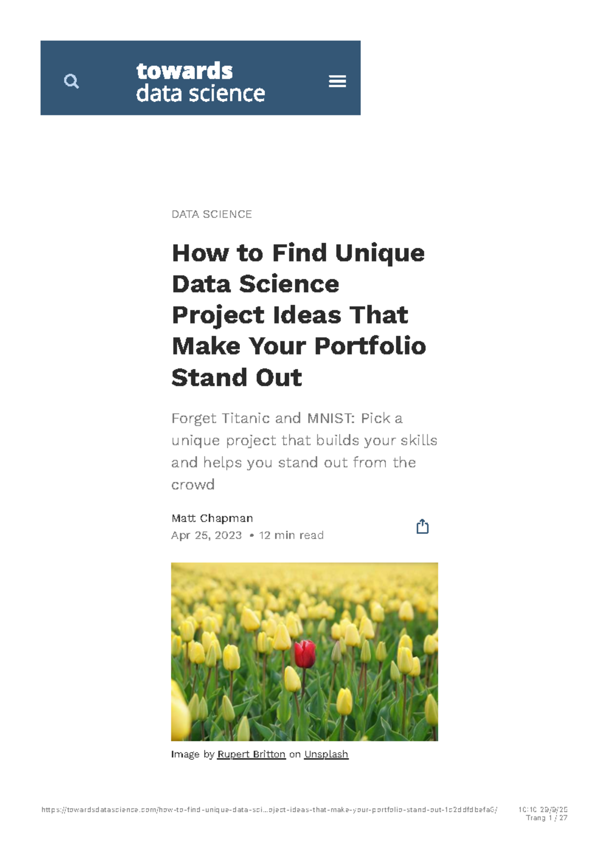 DATA SCIENCE: Unique Project Ideas to Enhance Your Portfolio - Studocu