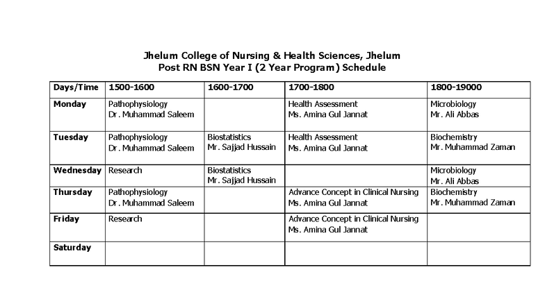 Post RN BSN Year I (2 Year Program) Dec 2025 Schedule Notes - Studocu