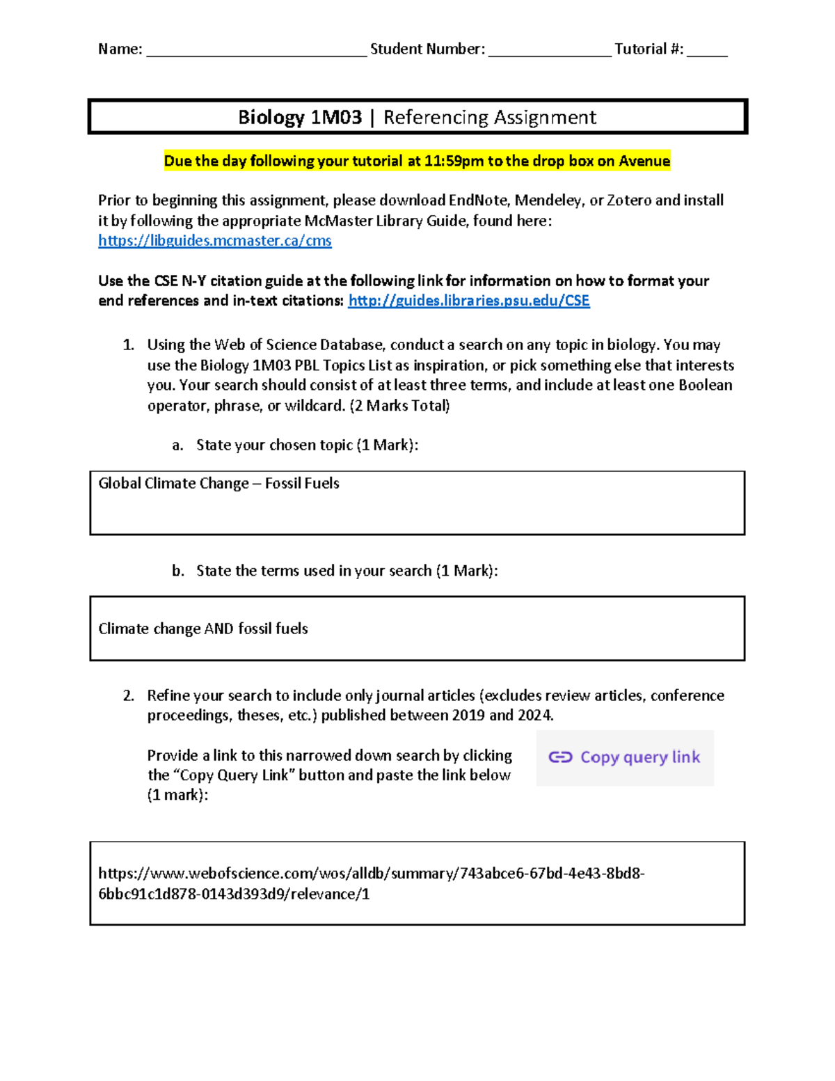 Literature referencing tutorial practice answers - Name ...