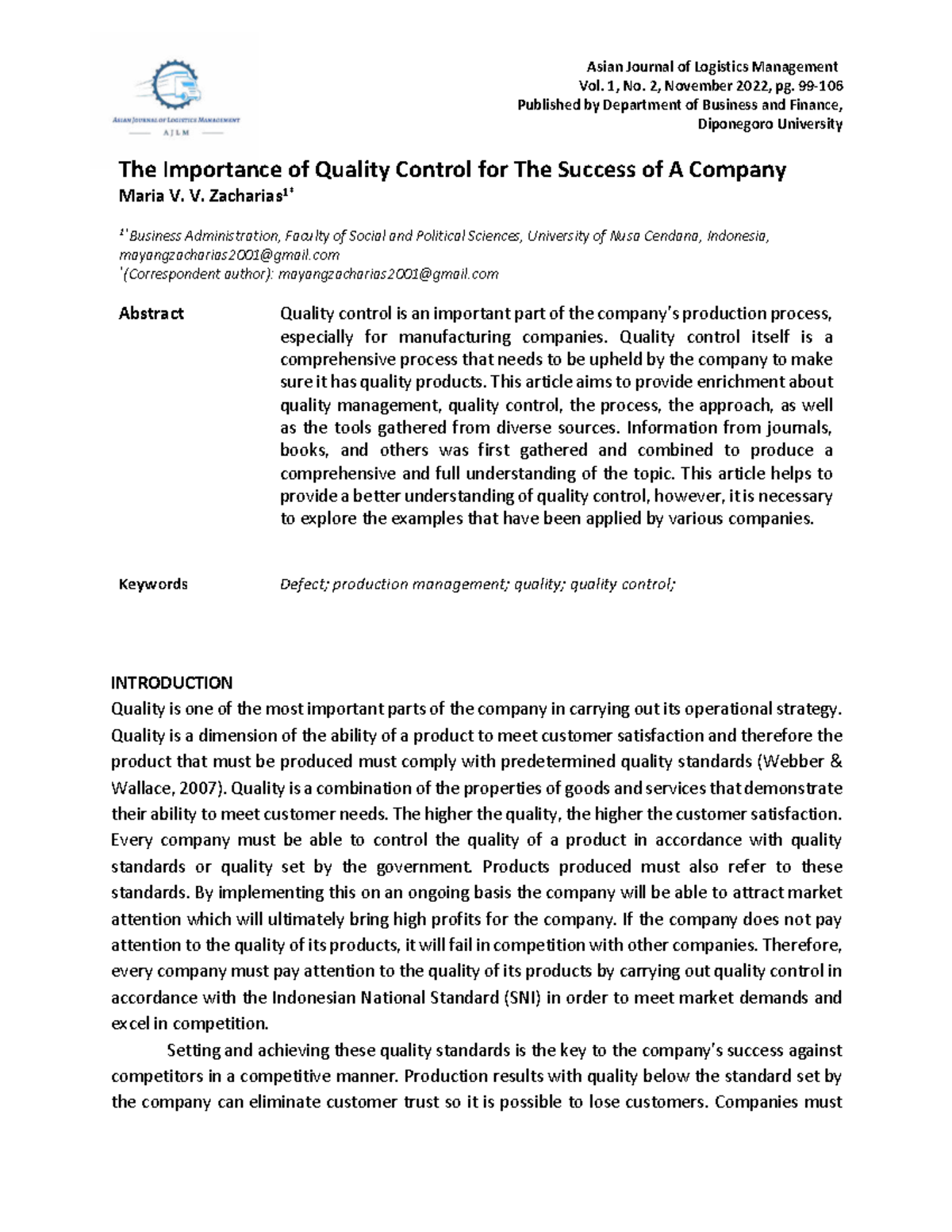 Quality Control Overview: Key to Success in Production Management - Studocu