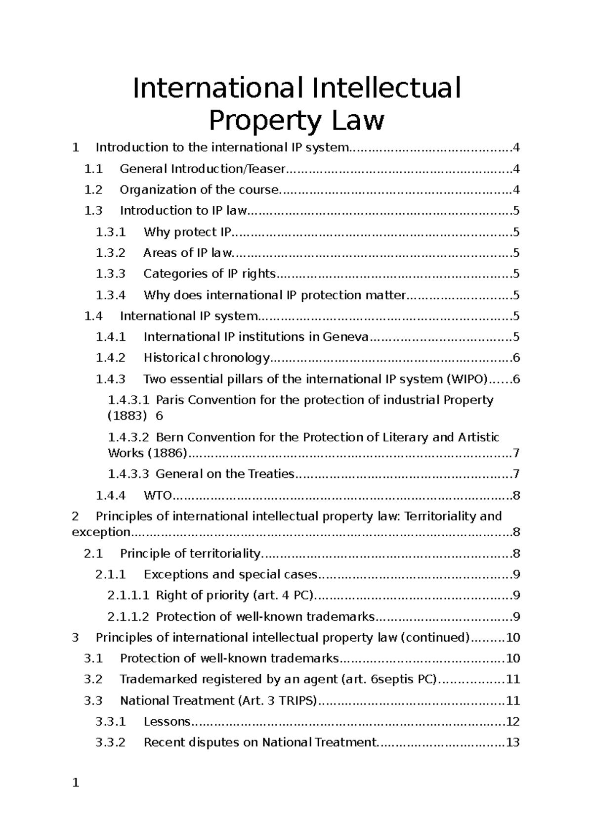 Lecture - International Intellectual Property Law: Overview & Key ...
