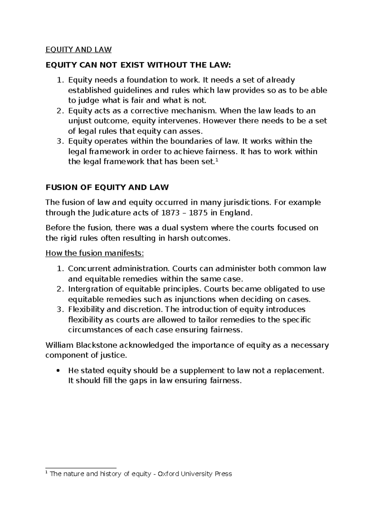 EQUITY AND LAW: The Essential Relationship in Legal Frameworks - Studocu