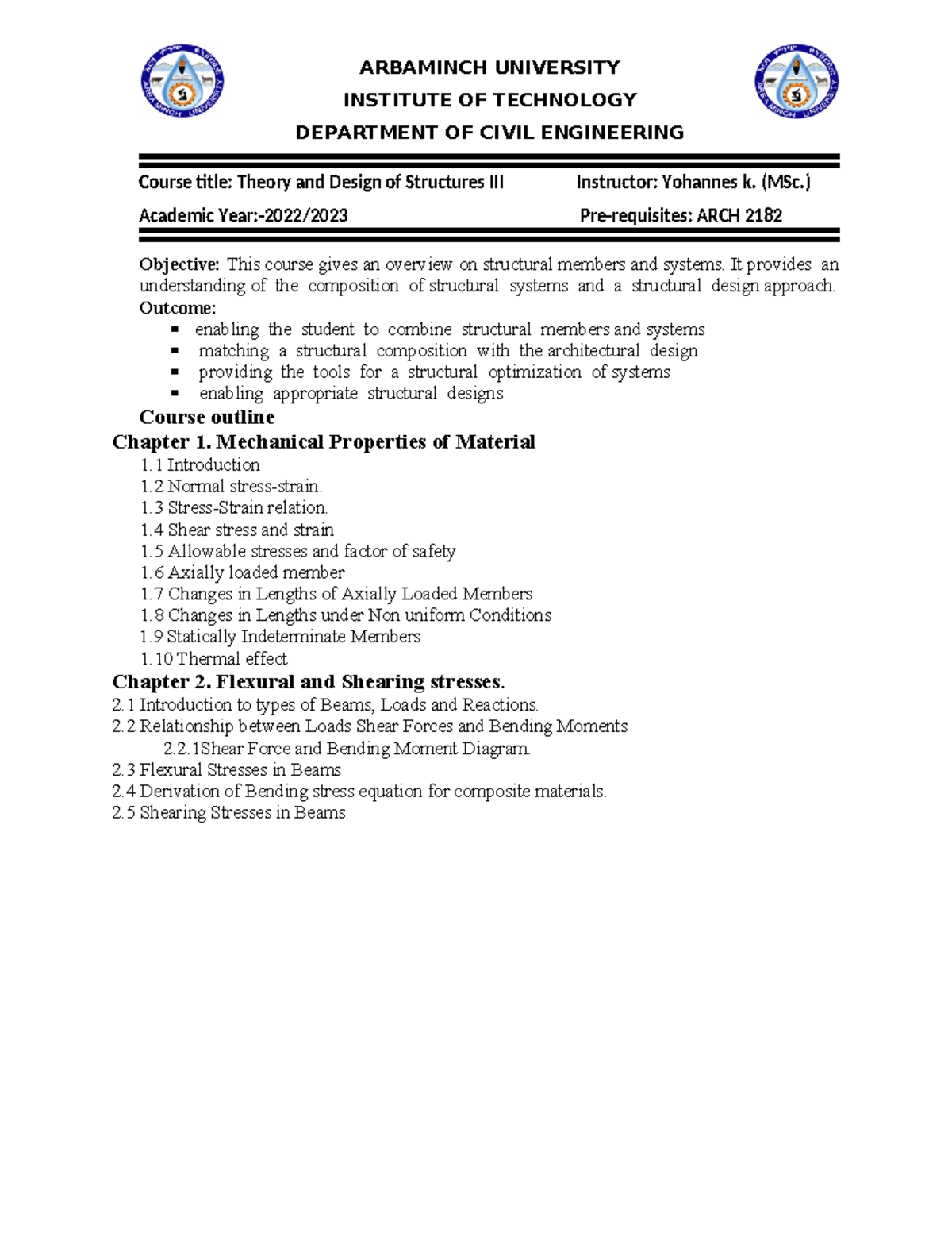 Civil Engineering 3: Theory and Design of Structures III Notes - Studocu