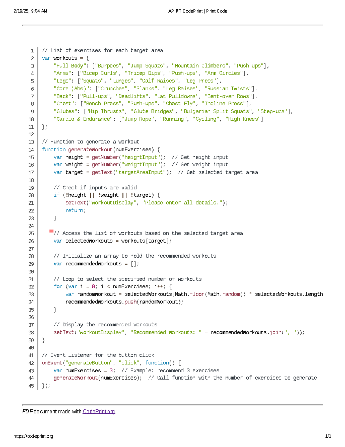 AP PT Code Print Print Code - PDF document made with CodePrint // List ...