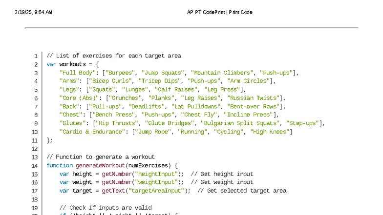 AP PT CodePrint: Workout Generator & Exercises for Target Areas - Studocu