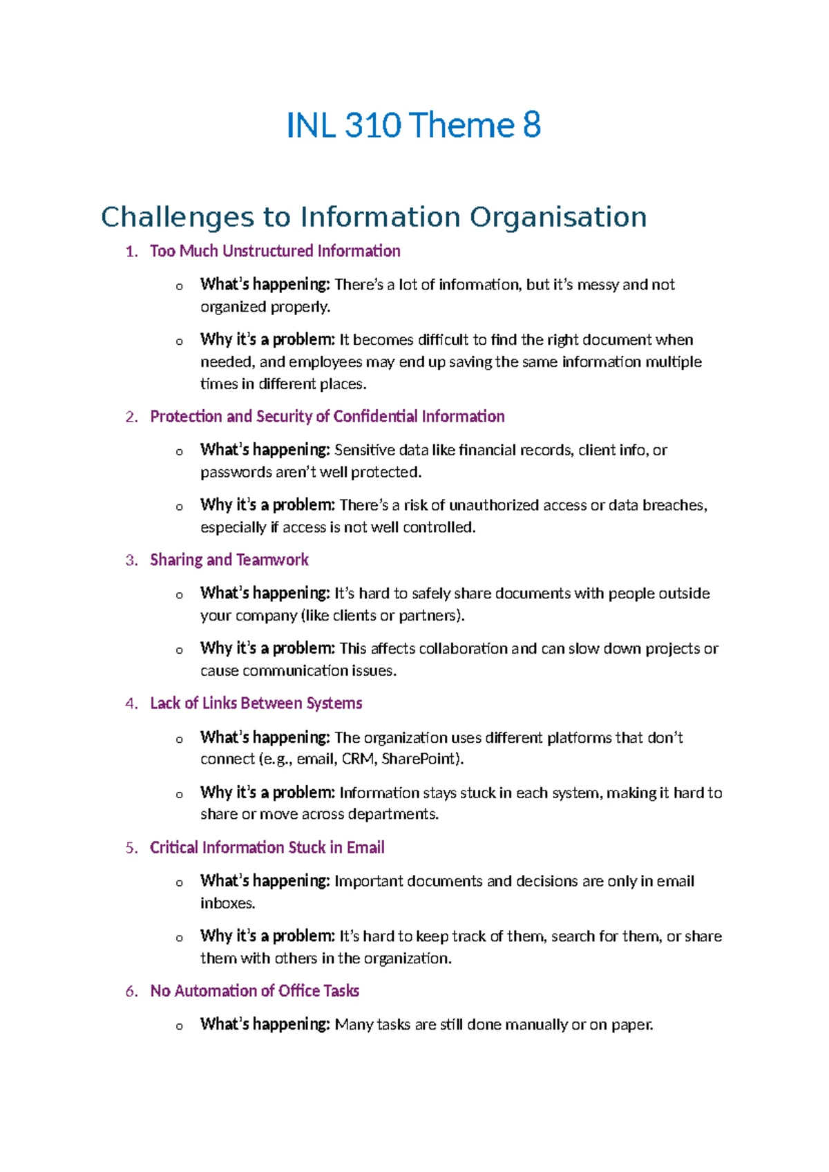 INL 310 Theme 6: Understanding ISO History and Process Management - Studocu
