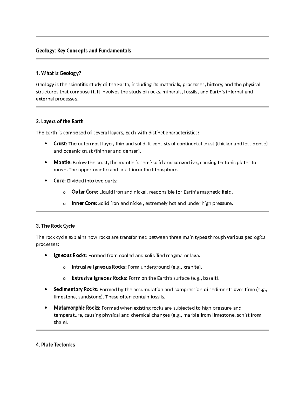 Geology 101 - Lecture Notes on Earth's Structure and Processes - Studocu