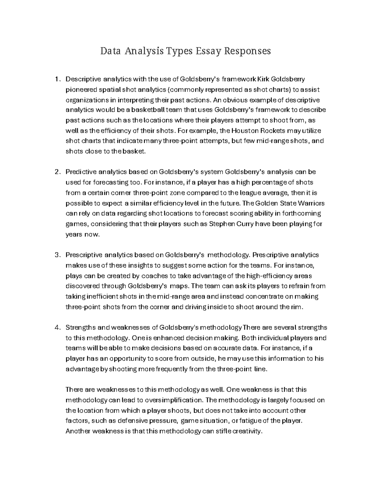 Data Analysis Types Essay: Descriptive, Predictive, and Prescriptive ...