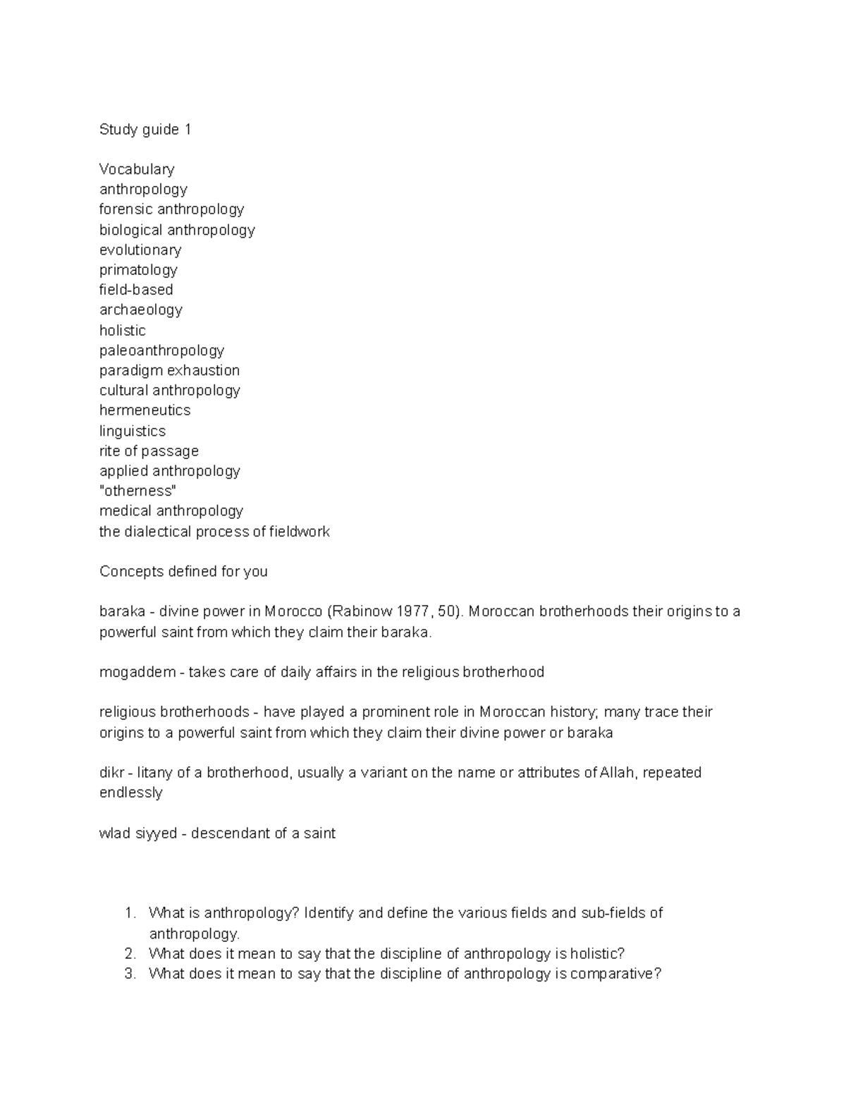 SOA 101 Final Exam Study Guide: Key Concepts in Anthropology - Studocu