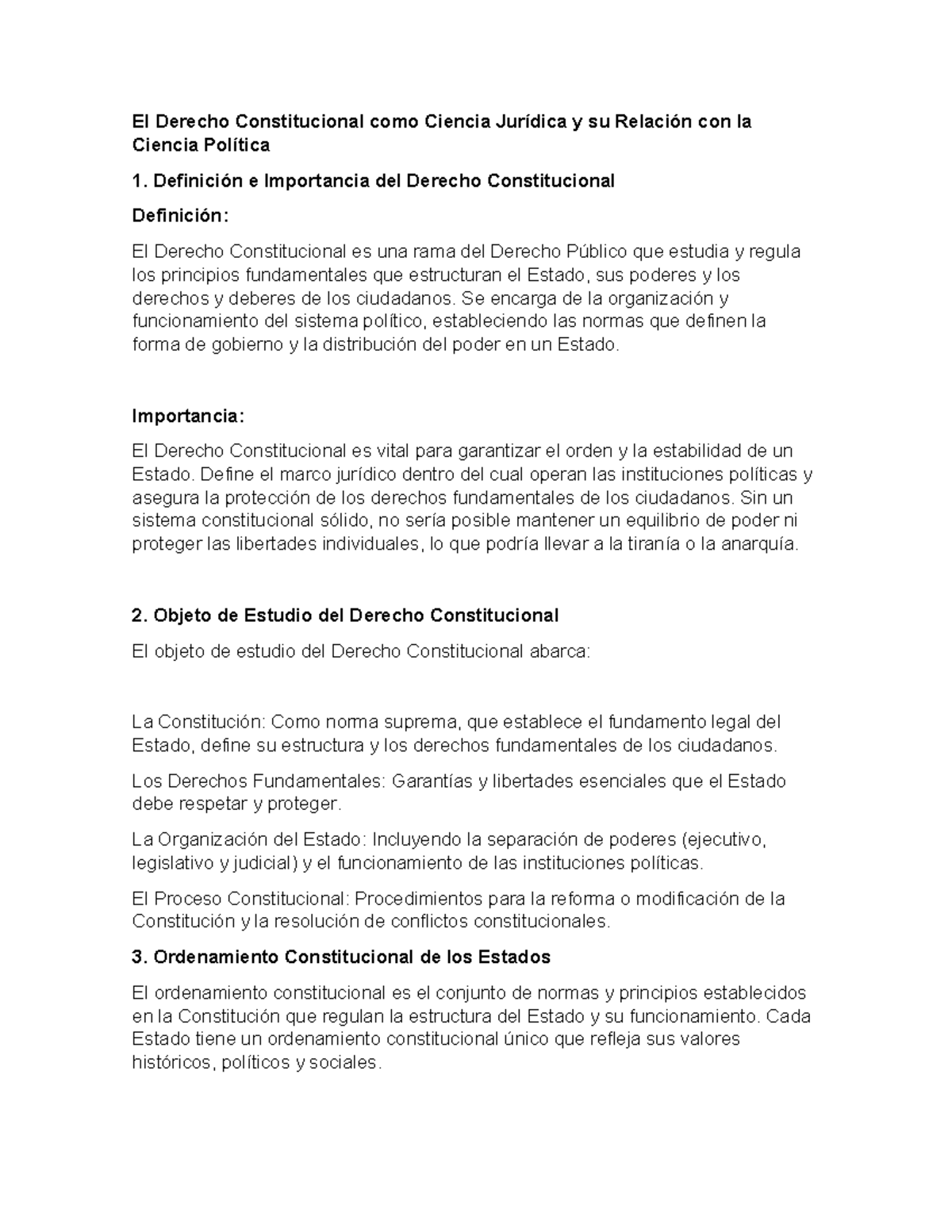 Clase 1: Derecho Constitucional y su Importancia en el Estado - Studocu