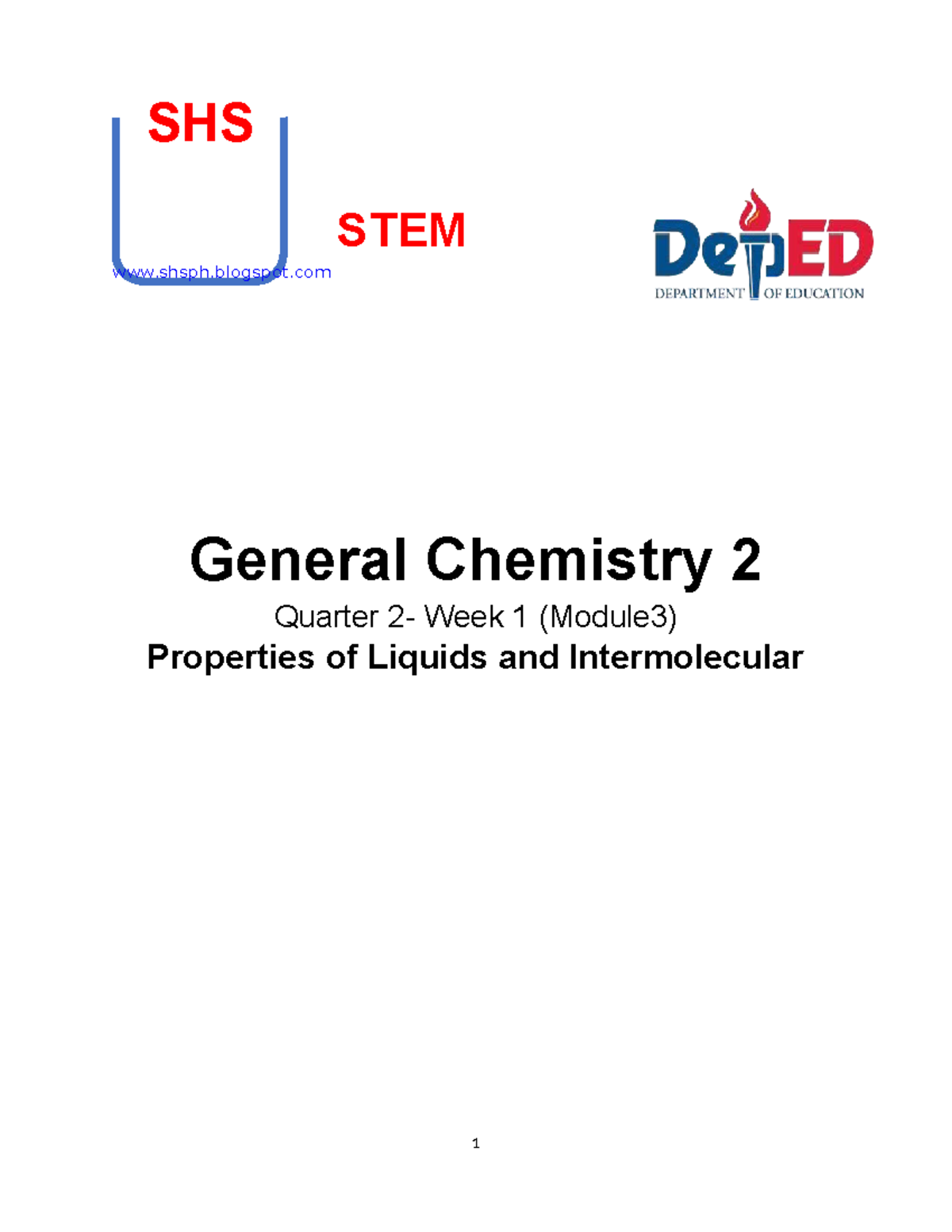 Module Gen Chem - SHS shsph.blogspot STEM General Chemistry 2 Quarter 2 ...