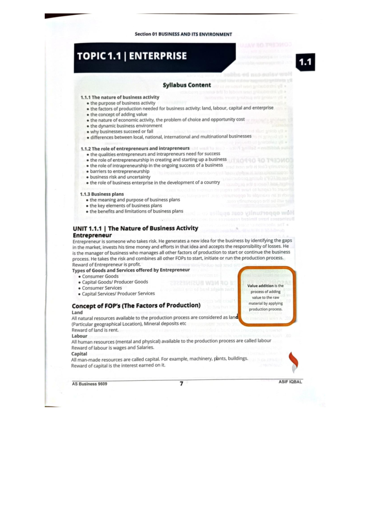 Unit 1.1 Enterprise - Section 01 BUSINESS AND ITS ENVIRONMENT TOPIC 1 I ...
