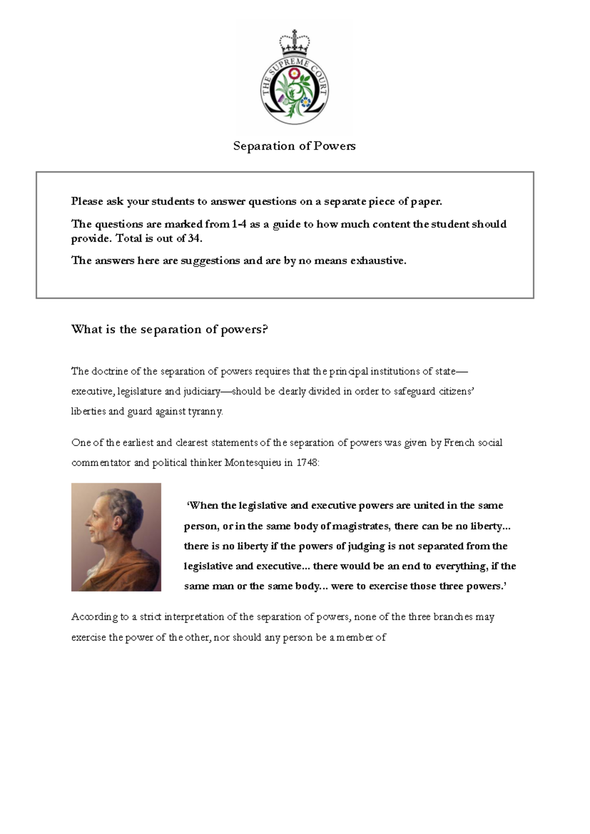 Separation of Powers in the UK: General Law Overview and Analysis - Studocu