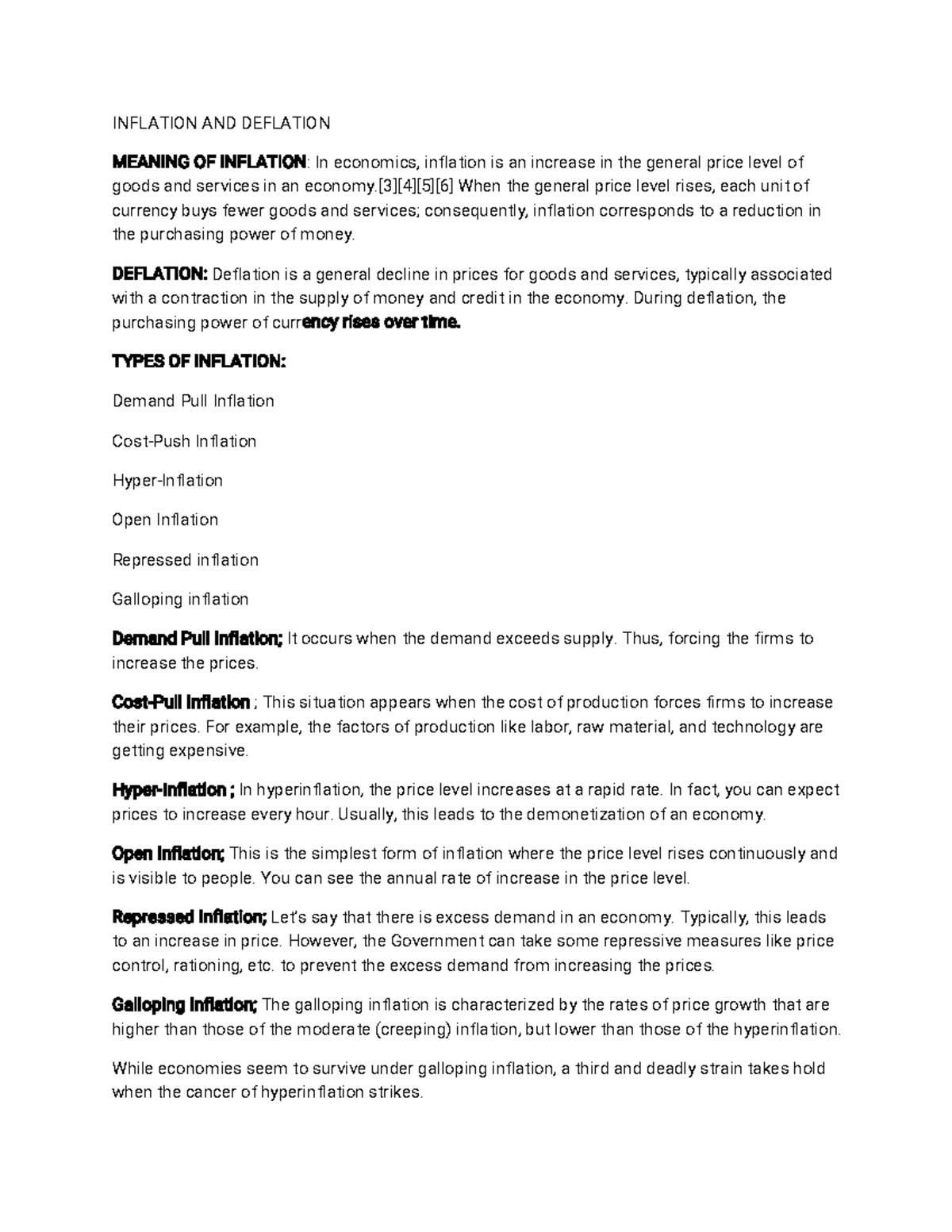 Principles of economics - INFLATION AND DEFLATION MEANING OF INFLATION ...