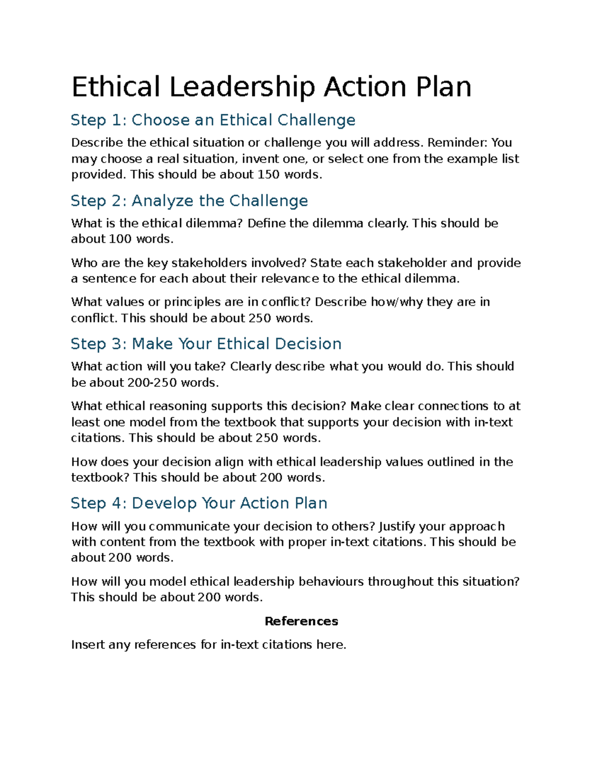 Ethical Leadership Action Plan: Addressing Ethical Challenges - Studocu