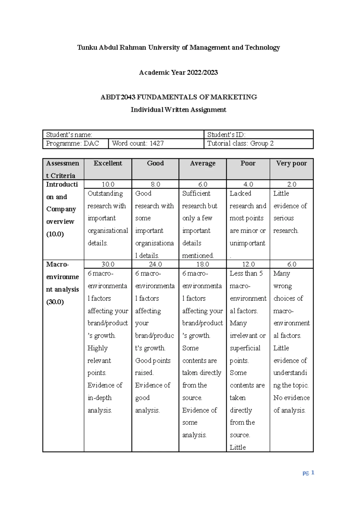 ABDT2043 FOM Coursework: Individual & Group Written Assignments - Studocu